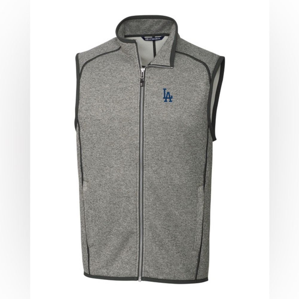 CUTTER & BUCK Los Angeles Dodgers Sweater-Knit Mens Big and Tall Full Zip Vest